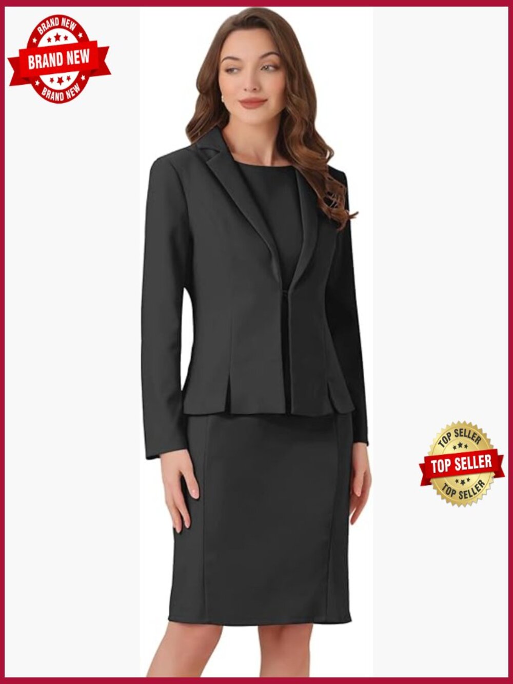 2 Piece Sleeveless Dress & Blazer Suit Set, Business Casual, Long Sleeve,